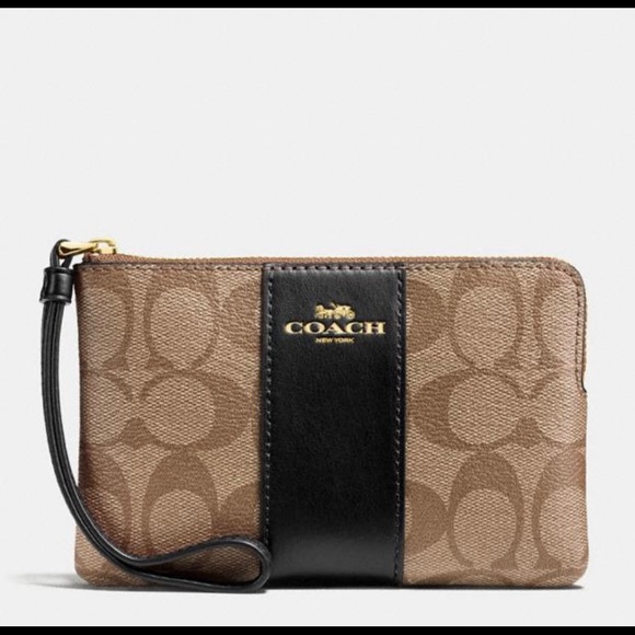 Coach Handbags - Corner Zip Wristlet In Signature Canvas